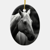 Black White Horse Keramisch Ornament (Voorkant)