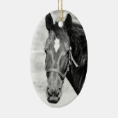 Black White Horse Keramisch Ornament (Rechts)
