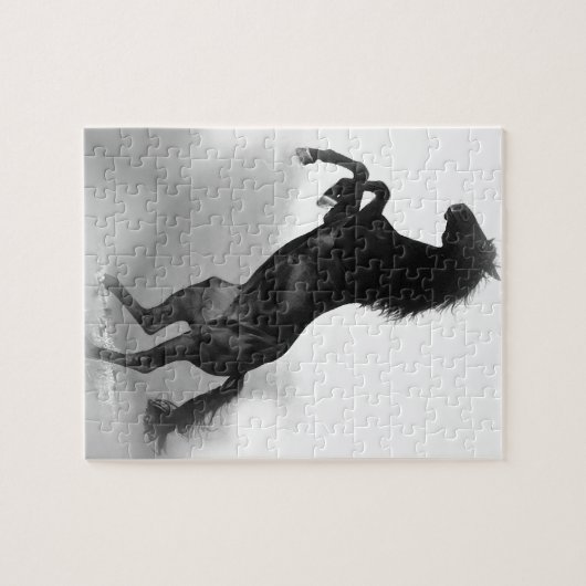 Black White Horse Legpuzzel (Horizontaal)