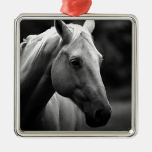 Black White Horse Metalen Ornament