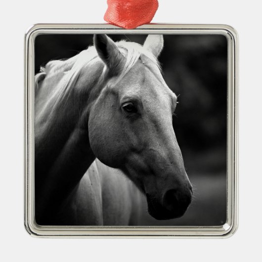 Black White Horse Metalen Ornament (Voorkant)
