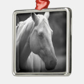 Black White Horse Metalen Ornament (Links)