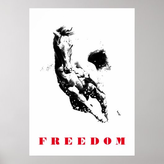 Black White Horse Motivatie Freedom Pop Art Poster (Voorkant)