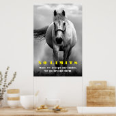 Black White Horse Motivatie zonder grenzen Poster (Keuken)
