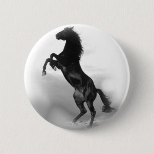 Black White Horse Ronde Button 5,7 Cm