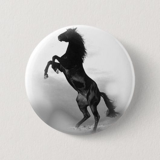Black White Horse Ronde Button 5,7 Cm (Voorkant)