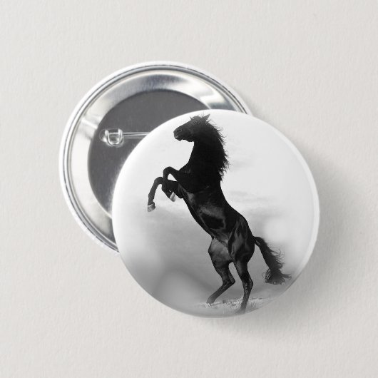Black White Horse Ronde Button 5,7 Cm (Voorkant /achterkant)