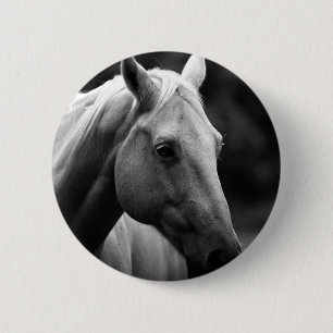 Black White Horse Ronde Button 5,7 Cm