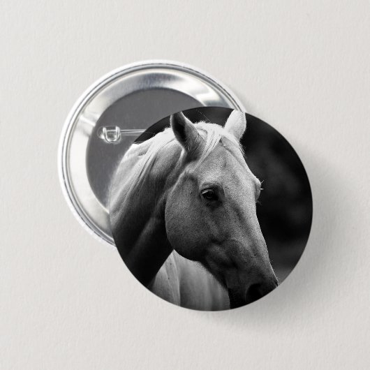 Black White Horse Ronde Button 5,7 Cm (Voorkant /achterkant)