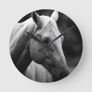 Black White Horse Ronde Klok