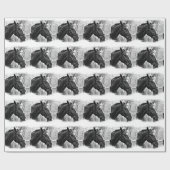 Black White Horse Sketch Cadeaupapier (Vlak)