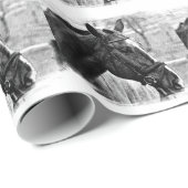Black White Horse Sketch Cadeaupapier (Rol Hoek)
