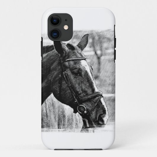 Black White Horse Sketch Case-Mate iPhone Case (Achterkant)