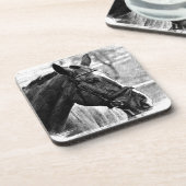 Black White Horse Sketch Drankjes Onderzetter (Linkerzijde)