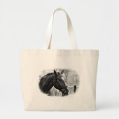 Black White Horse Sketch Grote Tote Bag (Voorkant)