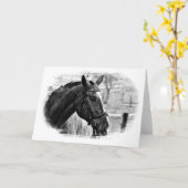 Black White Horse Sketch Kaart (Gele Bloem)