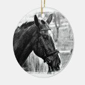 Black White Horse Sketch Keramisch Ornament (Links)