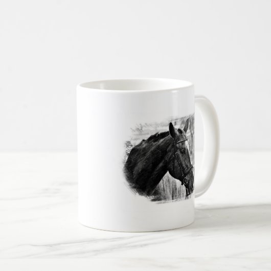 Black White Horse Sketch Koffiemok (Voorkant rechts)