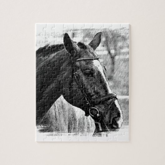 Black White Horse Sketch Legpuzzel (Verticaal)
