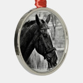 Black White Horse Sketch Metalen Ornament (Rechts)