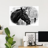 Black White Horse Sketch Poster (Thuiskantoor)