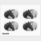 Black White Horse Sketch Rechthoekige Sticker (Vel)