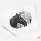 Black White Horse Sketch Rechthoekige Sticker (Envelop)