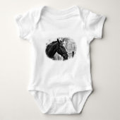 Black White Horse Sketch Romper (Voorkant)