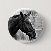 Black White Horse Sketch Ronde Button 5,7 Cm (Voorkant)