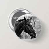 Black White Horse Sketch Ronde Button 5,7 Cm (Voorkant /achterkant)