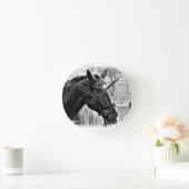 Black White Horse Sketch Ronde Klok (Huis)