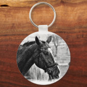 Black White Horse Sketch Sleutelhanger (Voorkant)