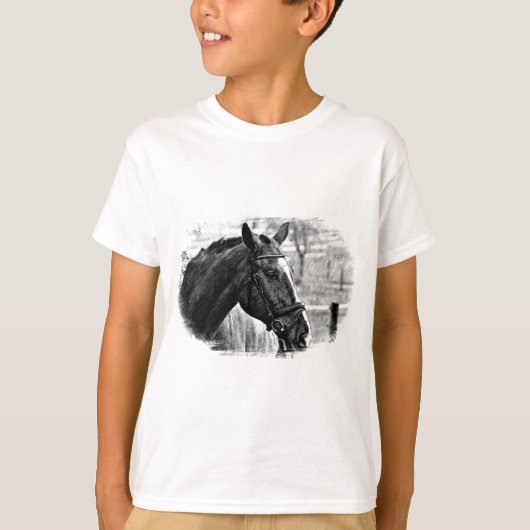 Black White Horse Sketch T-shirt (Voorkant)