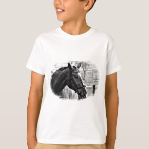 Black White Horse Sketch T-shirt