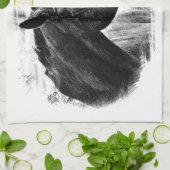 Black White Horse Sketch Theedoek (Gevouwen)