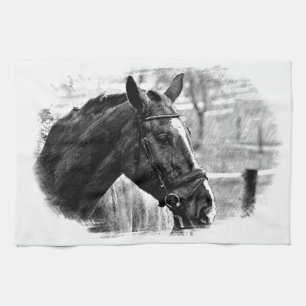 Black White Horse Sketch Theedoek