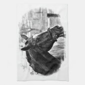 Black White Horse Sketch Theedoek (Verticaal)