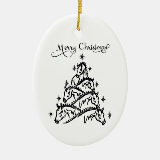 Black & White Horse Tree Ornament  (Voorkant)