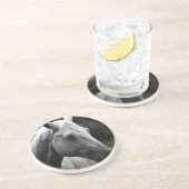 Black White Horse Zandsteen Onderzetter (Zijkant)