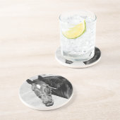 Black White Horse Zandsteen Onderzetter (Zijkant)