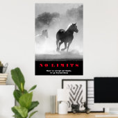 Black White Horses Motivatie zonder grenzen Artwor Poster (Thuiskantoor)