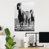 Black White Horses Motivatie zonder grenzen Artwor Poster (Thuiskantoor)