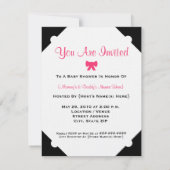 Black White & Hot Pink Baby shower Invitation Kaart (Achterkant)