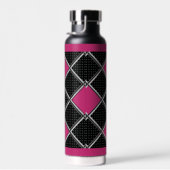 Black White Hot Pink Elegant Diamond Argile Waterfles (Rechts)
