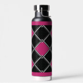 Black White Hot Pink Elegant Diamond Argile Waterfles (Links)