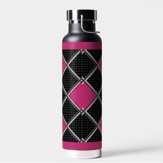 Black White Hot Pink Elegant Diamond Argile Waterfles (Links)