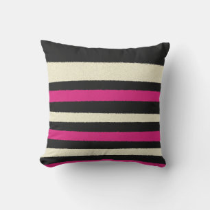 Black White Hot Pink Stripes Cool Simple Pattern Buitenkussen