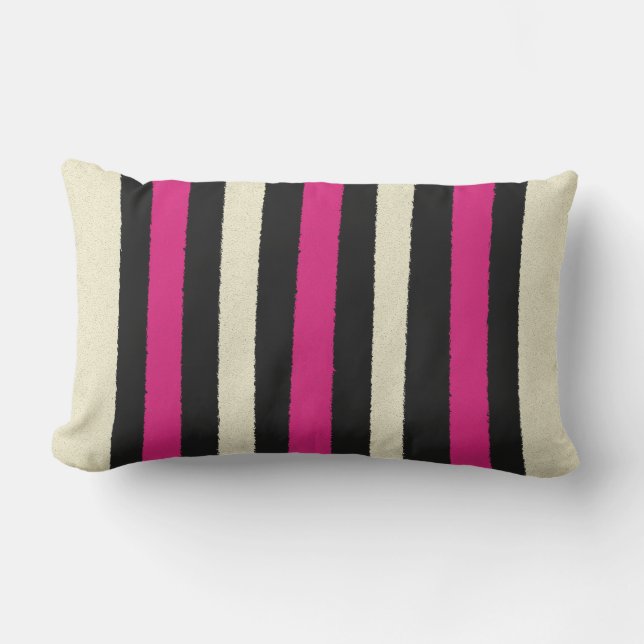 Black White Hot Pink Stripes Cool Simple Pattern Buitenkussen (Voorkant)