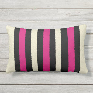 Black White Hot Pink Stripes Cool Simple Pattern Buitenkussen