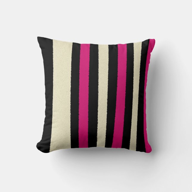 Black White Hot Pink Stripes Cool Simple Pattern Kussen (Voorkant)